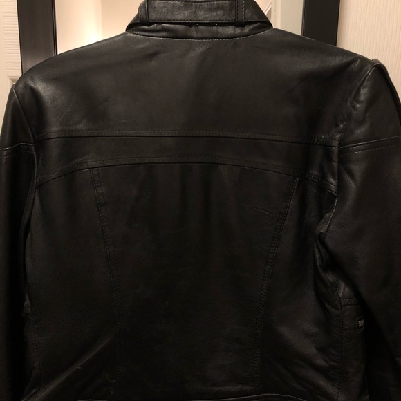 bebe Jackets & Coats Bebe Genuine Leather Jacket W Buckle Collar